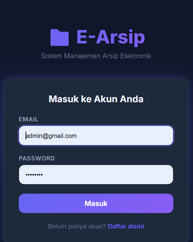 E-Arsip Sistem Informasi Manajemen Arsip dan Tata Usaha Perkantoran